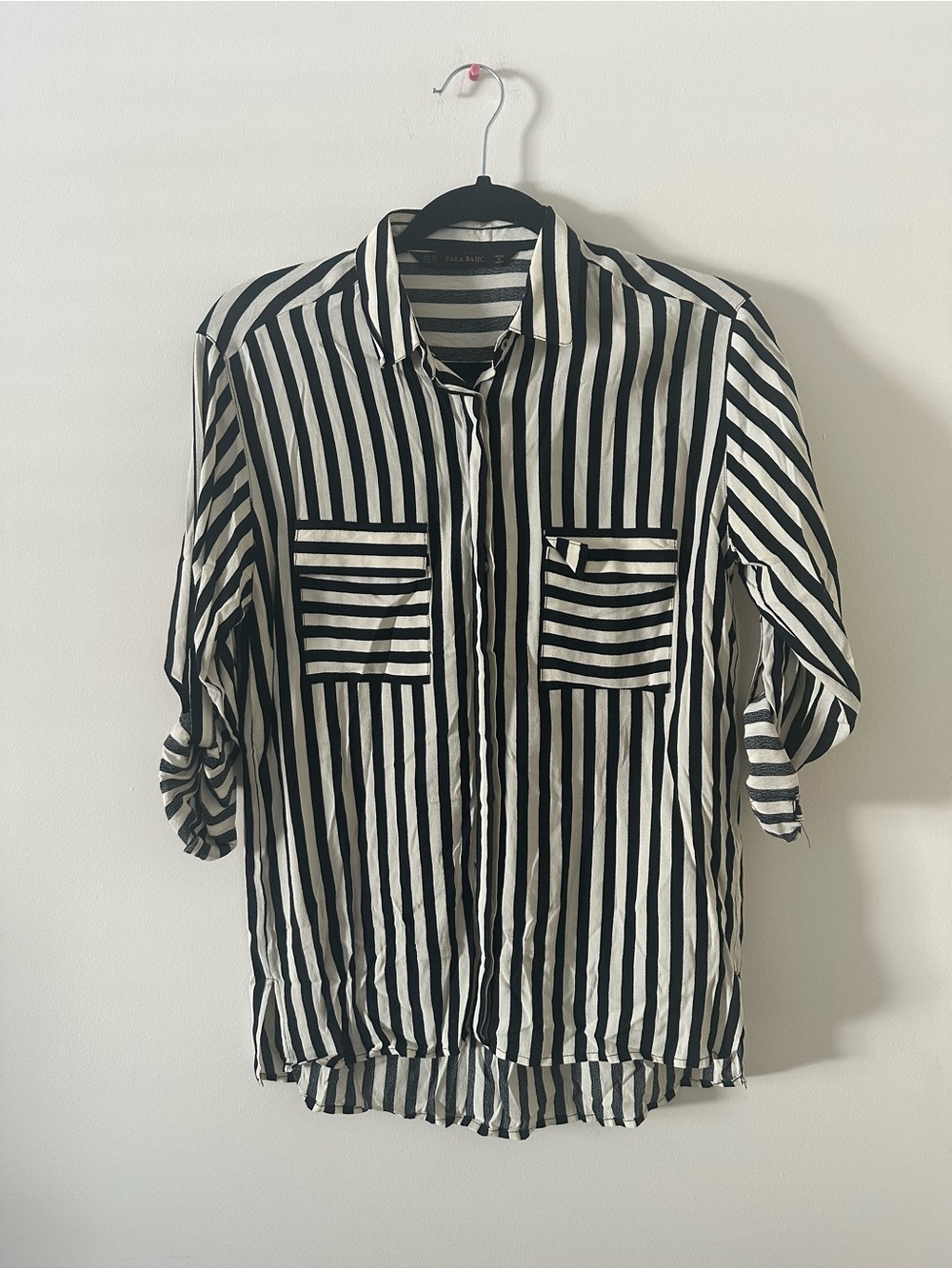 Zara Basic Long Sleeve Button Down Top XS